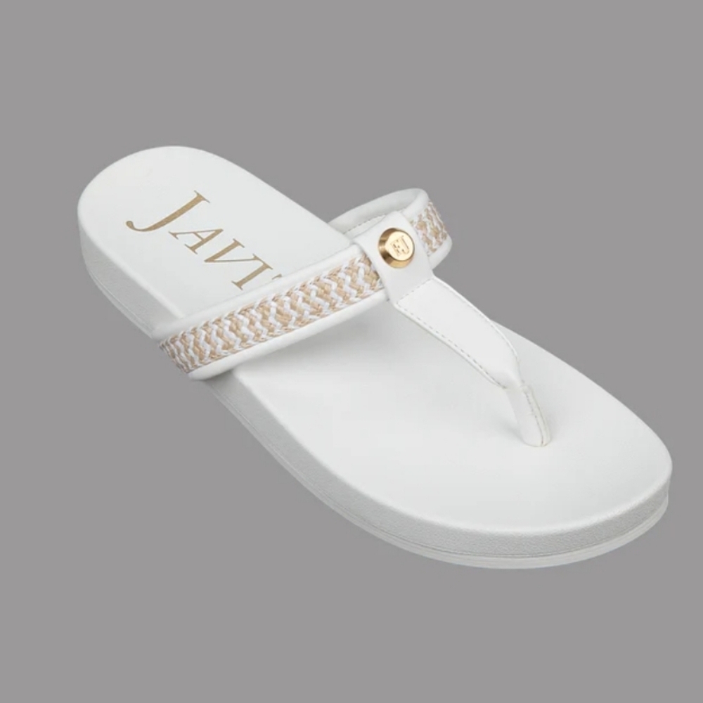 Eric Javits Squishee Flip Flop White Mix Size 6